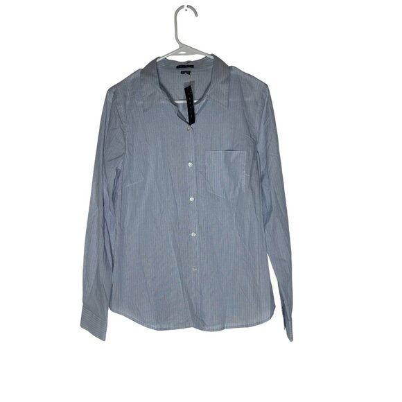 Theory Striped Rilis Long Sleeve Button Front Shirt Women's Size Large Blue NWT! - Picture 1 of 4